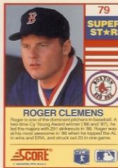 1990 Score 100 Superstars #79 Roger Clemens back image