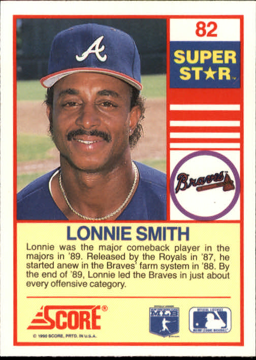 1990 Score 100 Superstars #82 Lonnie Smith back image
