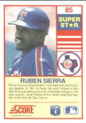 1990 Score 100 Superstars #85 Ruben Sierra back image
