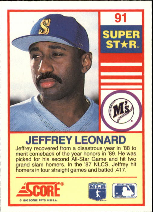 1990 Score 100 Superstars #91 Jeffrey Leonard back image
