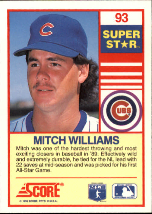 1990 Score 100 Superstars #93 Mitch Williams back image