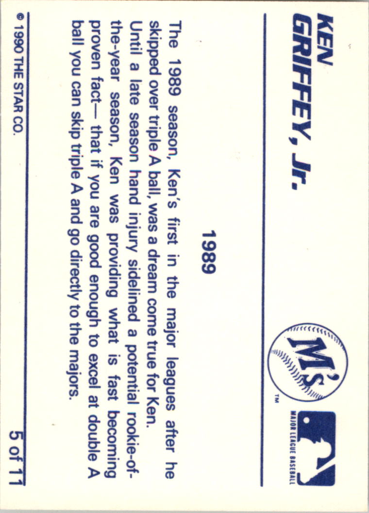 1990 Star Griffey Jr. #5 Ken Griffey, Jr./1989 Season back image