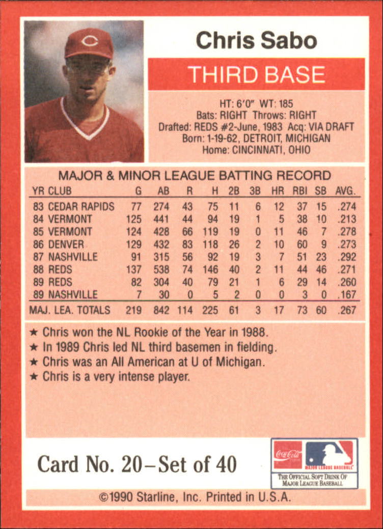 B2979- 1990 Starline Long John Baseball Cards 1-40 -You Pick- 15+ FREE US SHIP - Picture 41 of 81