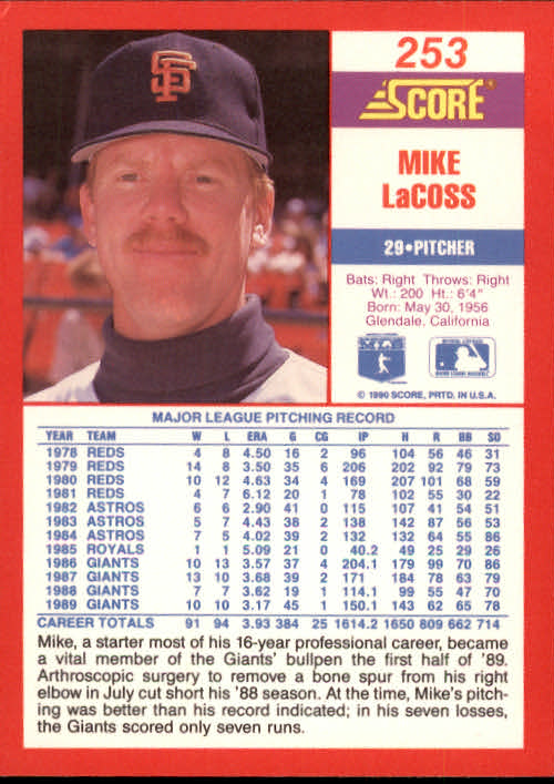 A2254- 1990 Score Baseball Cards 245-490 +Rookies -You Pick- 15+ FREE US SHIP - Picture 19 of 495