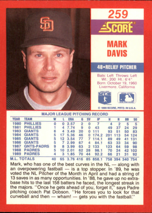 A2254- 1990 Score Baseball Cards 245-490 +Rookies -You Pick- 15+ FREE US SHIP - Picture 31 of 495