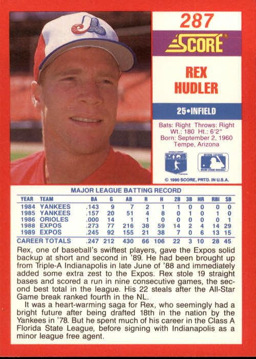 A2254- 1990 Score Baseball Cards 245-490 +Rookies -You Pick- 15+ FREE US SHIP - Picture 87 of 495