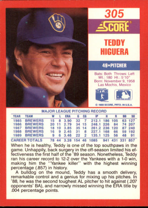 A2254- 1990 Score Baseball Cards 245-490 +Rookies -You Pick- 15+ FREE US SHIP - Picture 123 of 495