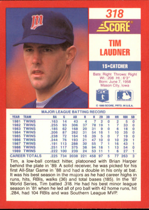A2254- 1990 Score Baseball Cards 245-490 +Rookies -You Pick- 15+ FREE US SHIP - Picture 149 of 495