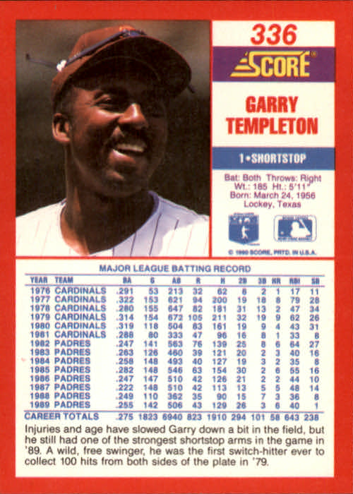 A2254- 1990 Score Baseball Cards 245-490 +Rookies -You Pick- 15+ FREE US SHIP - Picture 185 of 495