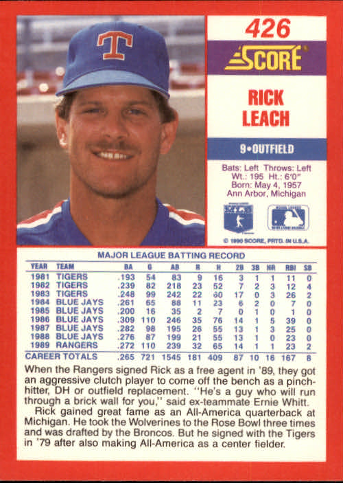 A2254- 1990 Score Baseball Cards 245-490 +Rookies -You Pick- 15+ FREE US SHIP - Picture 365 of 495