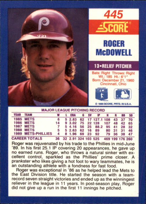 A2254- 1990 Score Baseball Cards 245-490 +Rookies -You Pick- 15+ FREE US SHIP - Picture 403 of 495