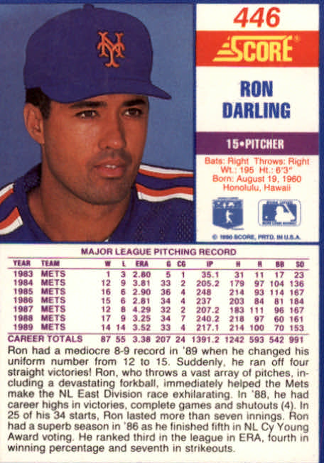 A2254- 1990 Score Baseball Cards 245-490 +Rookies -You Pick- 15+ FREE US SHIP - Picture 405 of 495