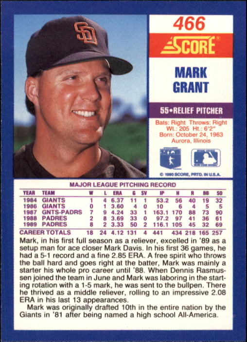A2254- 1990 Score Baseball Cards 245-490 +Rookies -You Pick- 15+ FREE US SHIP - Picture 447 of 495