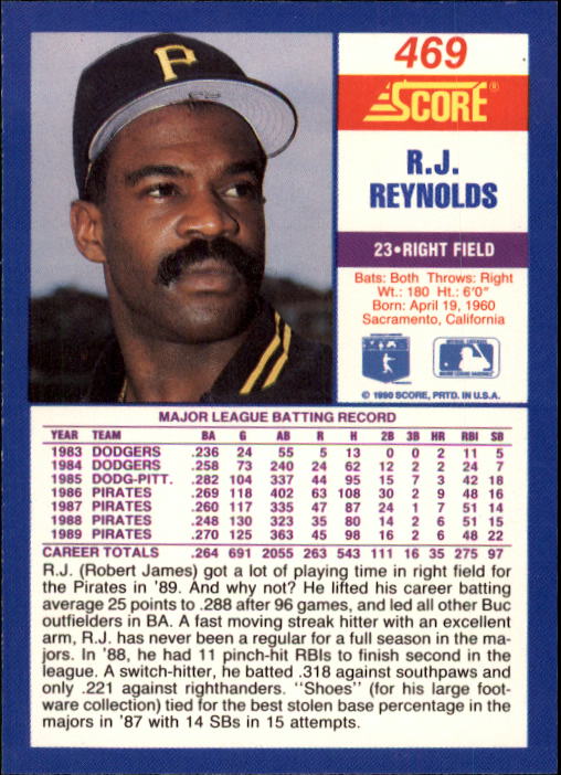 A2254- 1990 Score Baseball Cards 245-490 +Rookies -You Pick- 15+ FREE US SHIP - Picture 453 of 495