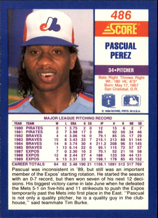 A2254- 1990 Score Baseball Cards 245-490 +Rookies -You Pick- 15+ FREE US SHIP - Picture 487 of 495