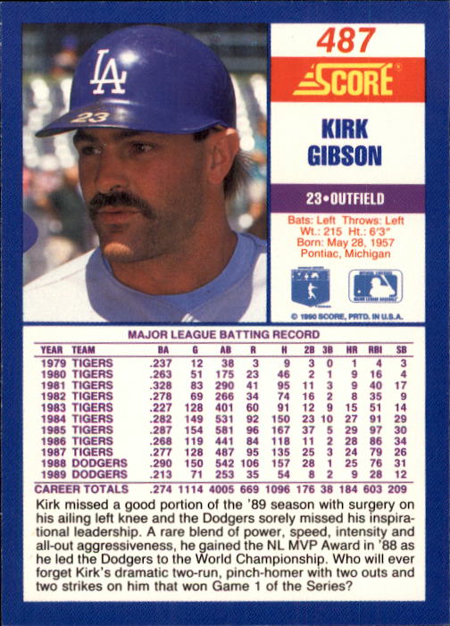 A2254- 1990 Score Baseball Cards 245-490 +Rookies -You Pick- 15+ FREE US SHIP - Picture 489 of 495
