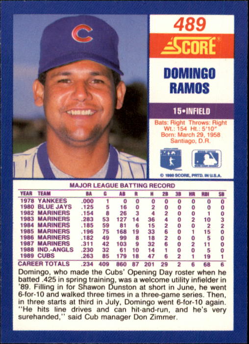 A2254- 1990 Score Baseball Cards 245-490 +Rookies -You Pick- 15+ FREE US SHIP - Picture 493 of 495
