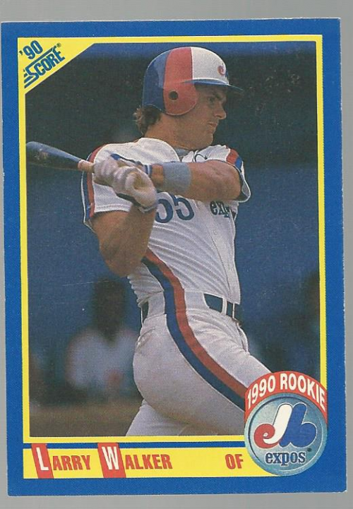 1990 Score #631 Larry Walker UER RC/Uniform number 55 on front/and 33 on back;/Home is Maple Ridge,/not Maple River