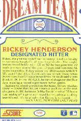 1990 Score #686 Rickey Henderson DT back image