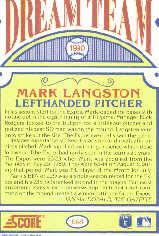 1990 Score #688 Mark Langston DT back image