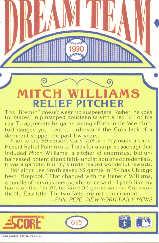 1990 Score #695 Mitch Williams DT back image