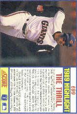 1990 Score #699 Will Clark/NLCS-MVP back image