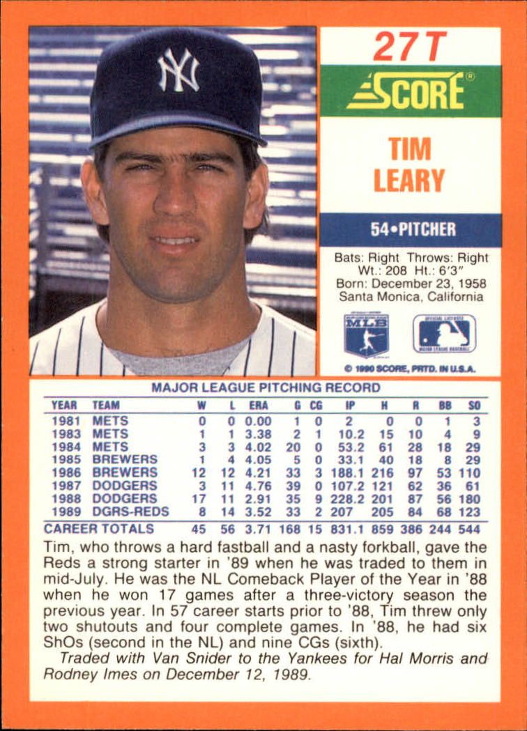 A9310- 1990 Score Rookie/Traded BB Card #s 1-110 -You Pick- 15+ FREE US SHIP - Picture 55 of 217