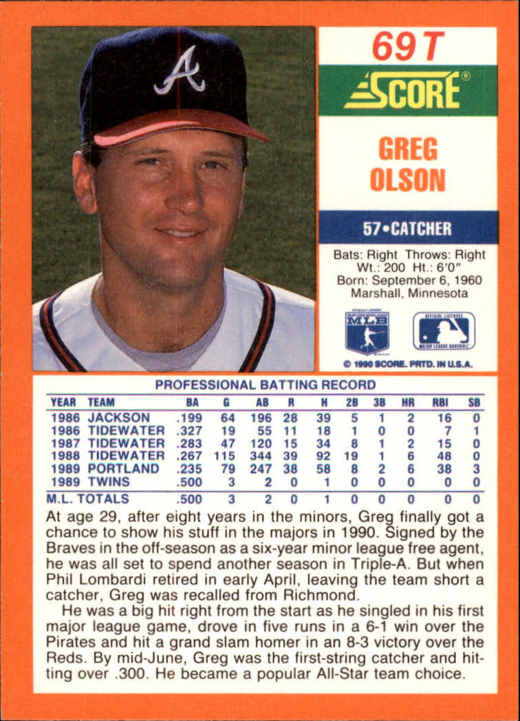 A9310- 1990 Score Rookie/Traded BB Card #s 1-110 -You Pick- 15+ FREE US SHIP - Picture 139 of 217