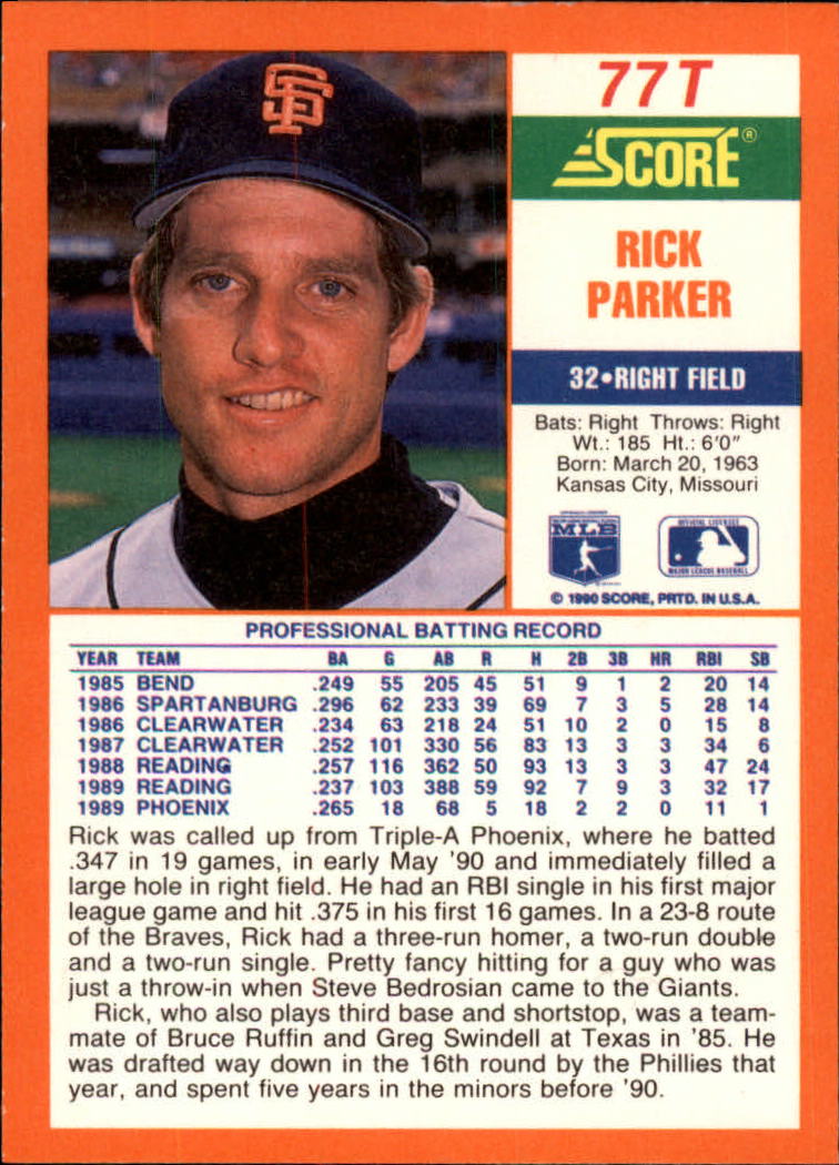 A9310- 1990 Score Rookie/Traded BB Card #s 1-110 -You Pick- 15+ FREE US SHIP - Picture 155 of 217