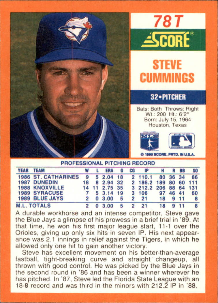 A9310- 1990 Score Rookie/Traded BB Card #s 1-110 -You Pick- 15+ FREE US SHIP - Picture 157 of 217