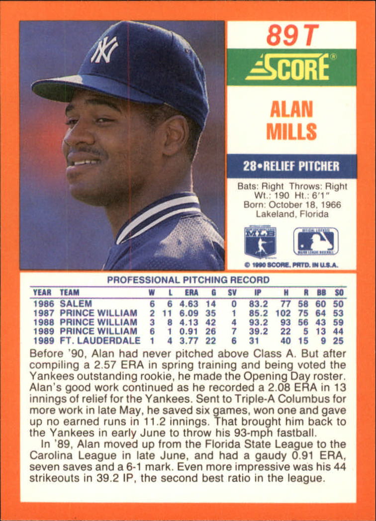 A9310- 1990 Score Rookie/Traded BB Card #s 1-110 -You Pick- 15+ FREE US SHIP - Picture 177 of 217