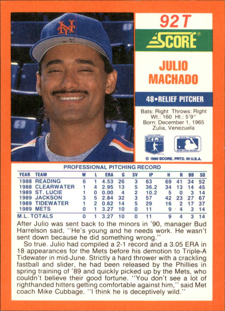 A9310- 1990 Score Rookie/Traded BB Card #s 1-110 -You Pick- 15+ FREE US SHIP - Picture 183 of 217