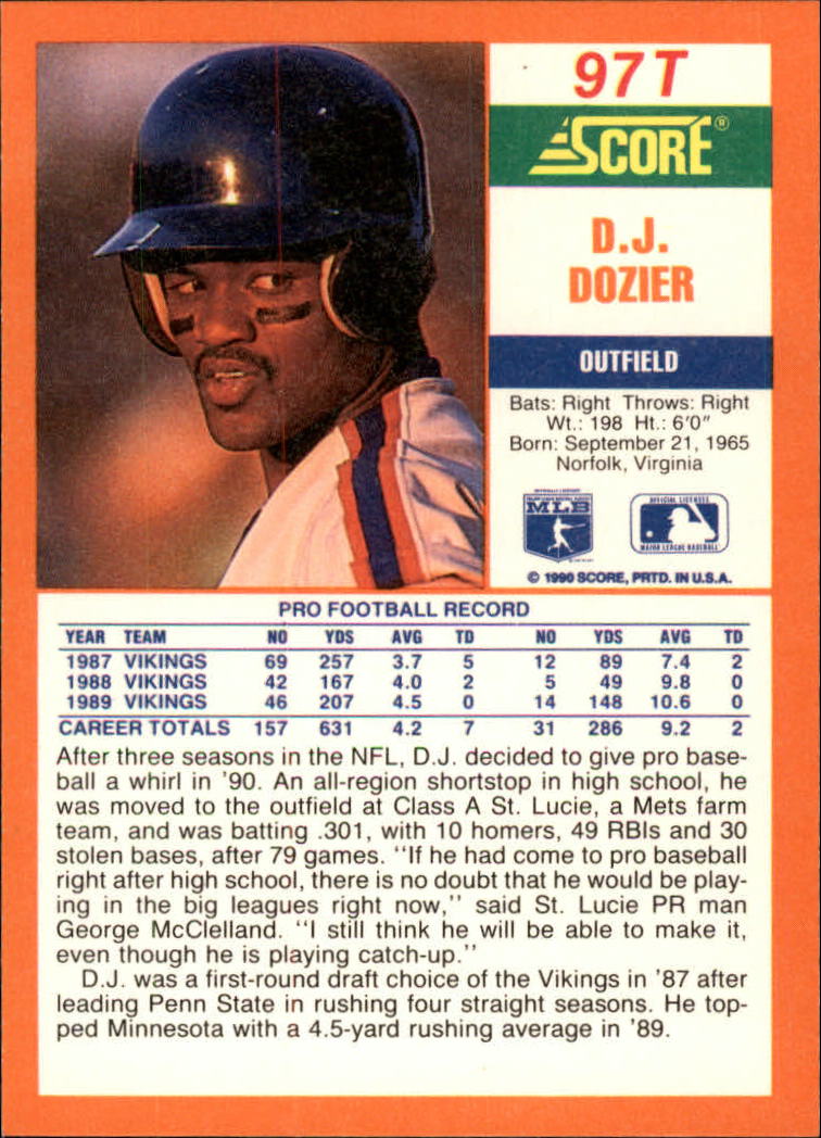 A9310- 1990 Score Rookie/Traded BB Card #s 1-110 -You Pick- 15+ FREE US SHIP - Picture 193 of 217