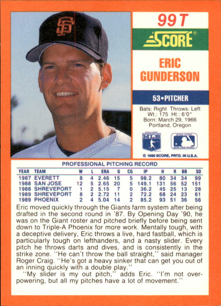 A9310- 1990 Score Rookie/Traded BB Card #s 1-110 -You Pick- 15+ FREE US SHIP - Picture 197 of 217
