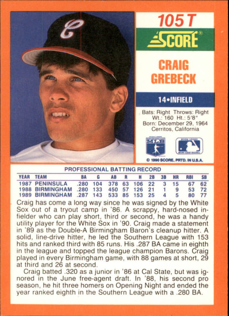A9310- 1990 Score Rookie/Traded BB Card #s 1-110 -You Pick- 15+ FREE US SHIP - Picture 207 of 217