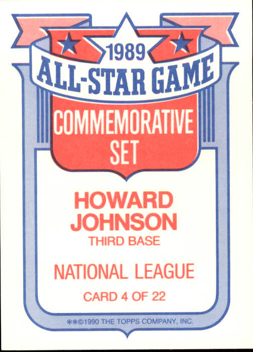 1990 Topps Glossy All-Stars #4 Howard Johnson back image