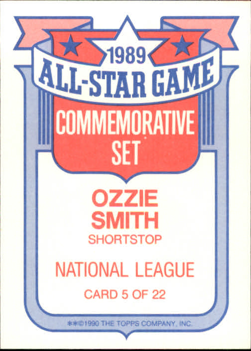 1990 Topps Glossy All-Stars #5 Ozzie Smith back image