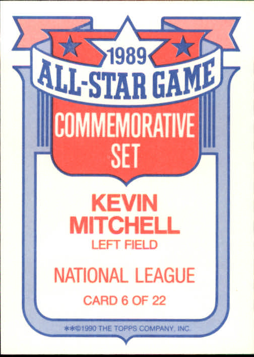 1990 Topps Glossy All-Stars #6 Kevin Mitchell back image