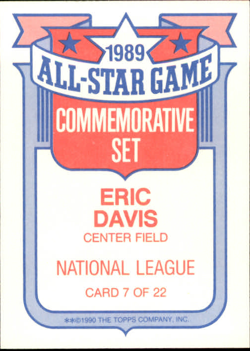 1990 Topps Glossy All-Stars #7 Eric Davis back image
