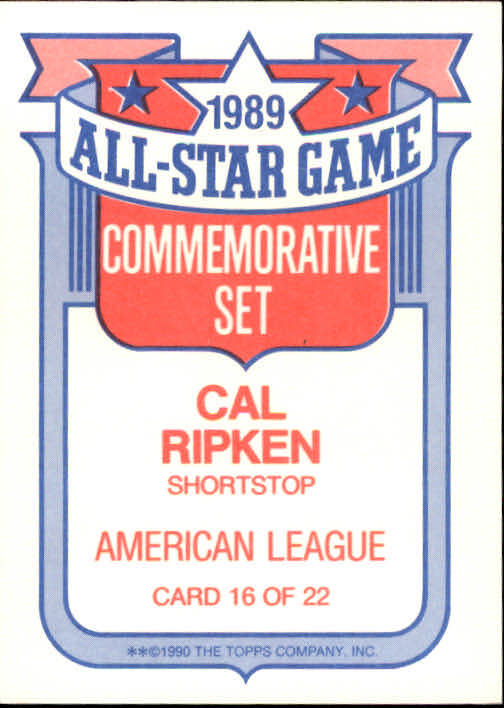 1990 Topps Glossy All-Stars #16 Cal Ripken back image