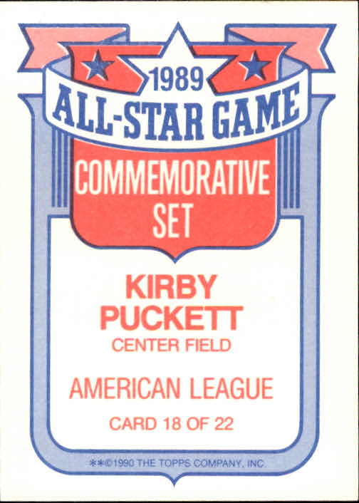 1990 Topps Glossy All-Stars #18 Kirby Puckett back image