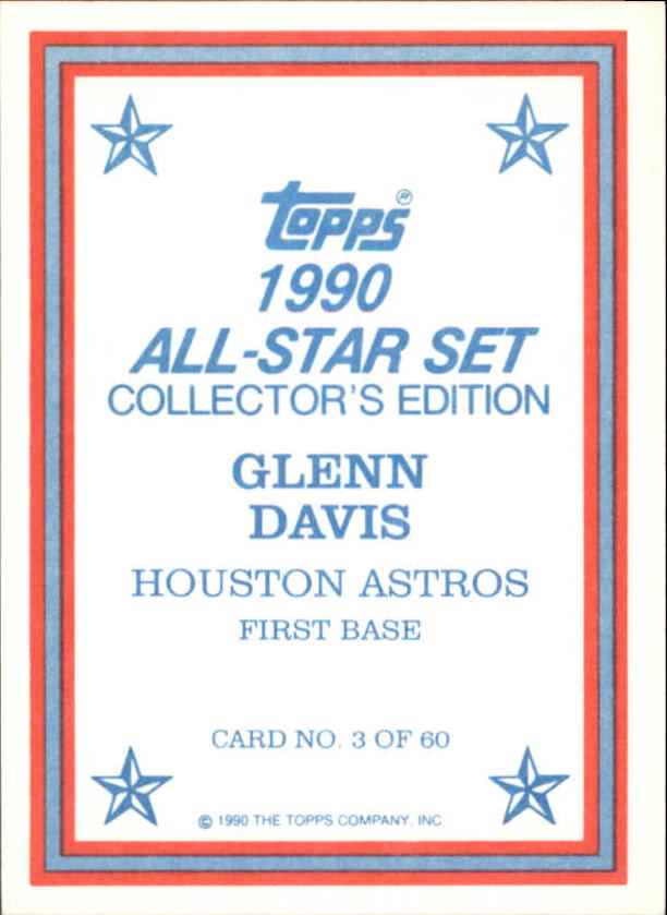 1990 Topps Glossy Send-Ins #3 Glenn Davis back image