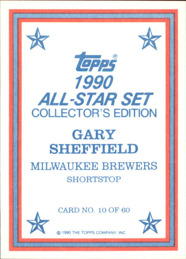 1990 Topps Glossy Send-Ins #10 Gary Sheffield back image