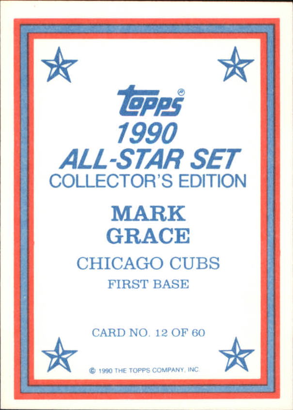 1990 Topps Glossy Send-Ins #12 Mark Grace back image