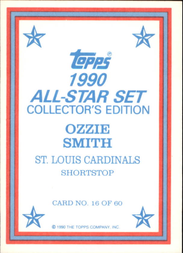 1990 Topps Glossy Send-Ins #16 Ozzie Smith back image