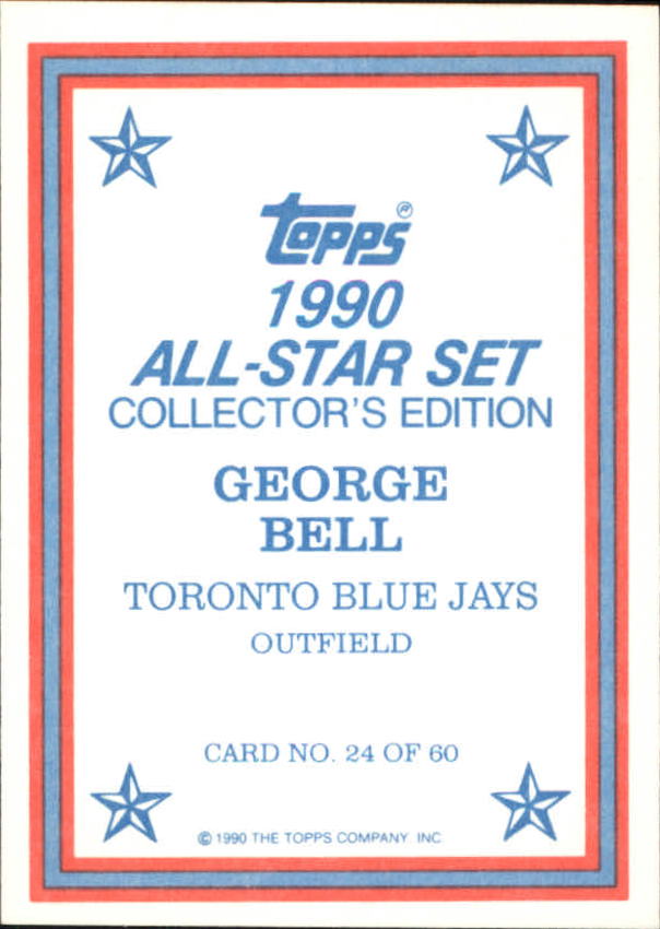 1990 Topps Glossy Send-Ins #24 George Bell back image