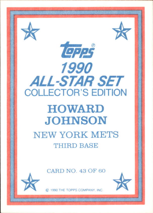 1990 Topps Glossy Send-Ins #43 Howard Johnson back image