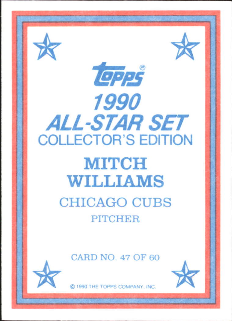 1990 Topps Glossy Send-Ins #47 Mitch Williams back image