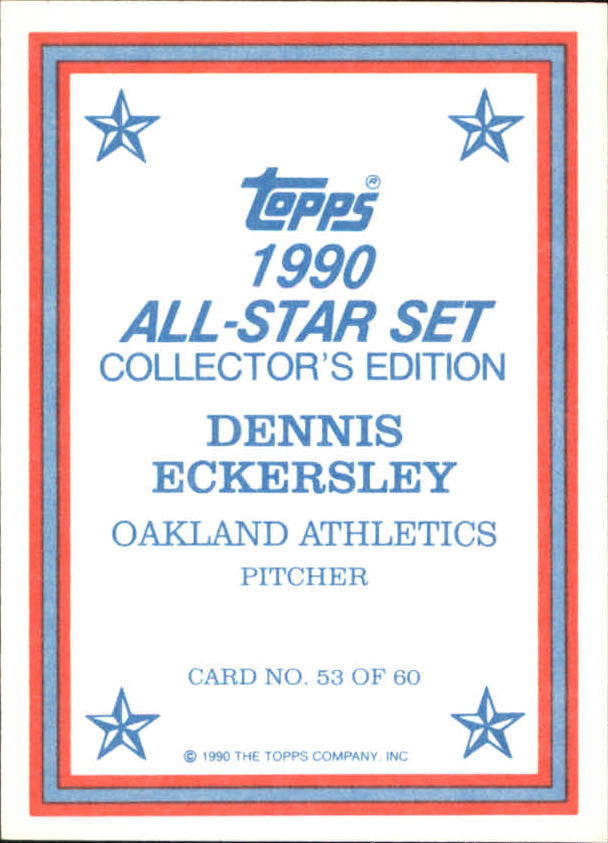 1990 Topps Glossy Send-Ins #53 Dennis Eckersley back image