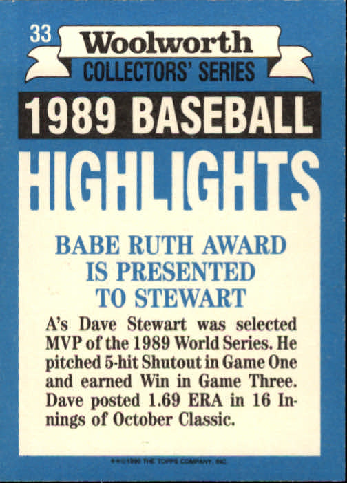 A7740- 1990 Woolworth Topps Baseball Karten 1-33 -du Pick- 15 + Gratis US Schiff - Bild 67 von 67